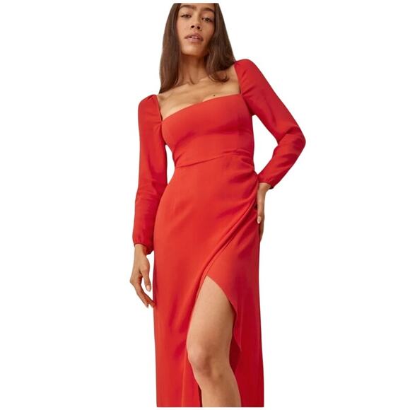 Reformation Dresses & Skirts - REFORMATION Hilda Dress Floral Midi Slit Smocked Back 6